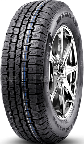Car tire with visible tread pattern and brand name on a white background